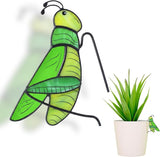 Geelin 1 Pcs Stained Glass Grasshopper Suncatcher Flower Pot Decoration Metal Plant Pot Hangers Colorful Garden Yard Suncatcher Decor for Spring Home Indoor Outdoor Decor(Green)