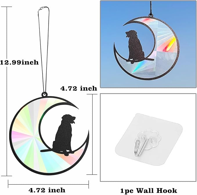 Colorful Suncatcher Rainbow Maker Prism Moon Dog Acrylic Pendant for Window Hanging Home Garden Party Wedding Ornament Gift
