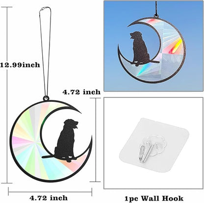 Colorful Suncatcher Rainbow Maker Prism Moon Dog Acrylic Pendant for Window Hanging Home Garden Party Wedding Ornament Gift