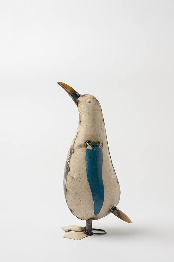 De Kulture Handcrafted Recycled Iron Penguin Decorative Collectible Figurine showpiece Beautify Home Office Holiday décor| Ideal for Garden Balcony Terrace Decoration, 4.5x7x13 (LWH) inches