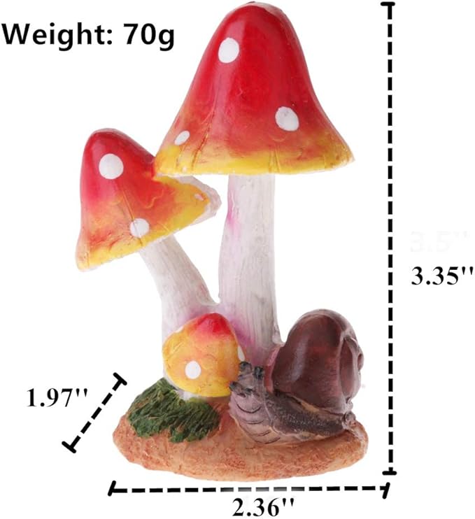 MUAMAX Miniature Mushrooms Snail Fairy Garden Mushroom Fairy Garden Accessories Small Mushroom Figurine Bonsai Craft Decro Micro Landscape Ornaments