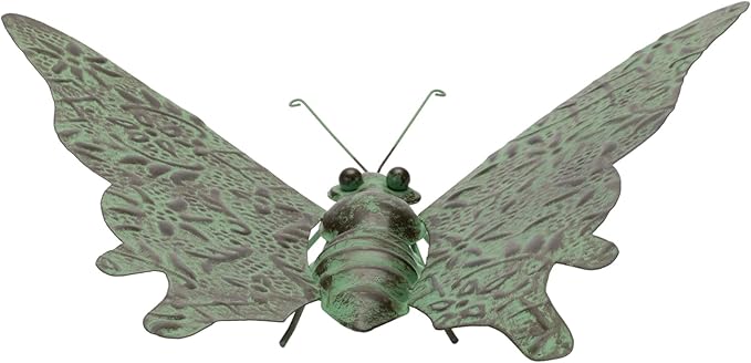 Melrose International Iron Butterfly Garden Decor - Distressed Metal Wall Art & Outdoor Accent Green