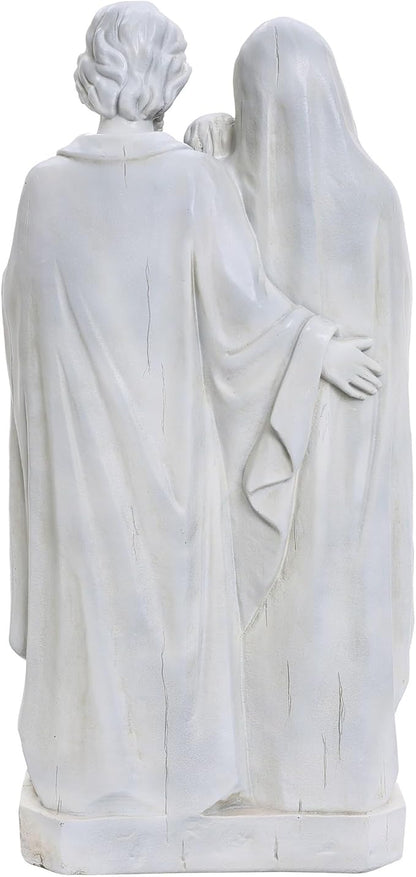 LuxenHome Holy Family Statue, 19 Inch Tall Off White Polyresin Holy Family Statue Catholic, Indoor Outdoor Patio Decor for Sagrada Familia Estatua, Garden Home Decor Gift