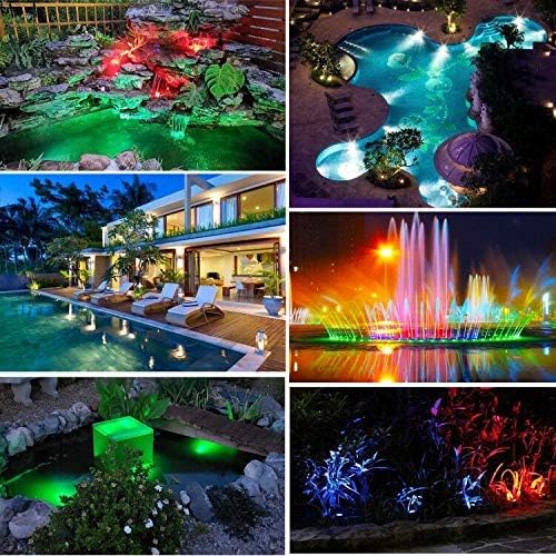 Pond Lights, RGB Outdoor LED Fountain Lights Underwater Landscape Spot Lights IP68 Waterproof Dimmable Memory for Garden Yard Lawn Waterfall (4 Lights)