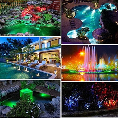 Pond Lights, RGB Outdoor LED Fountain Lights Underwater Landscape Spot Lights IP68 Waterproof Dimmable Memory for Garden Yard Lawn Waterfall (4 Lights)