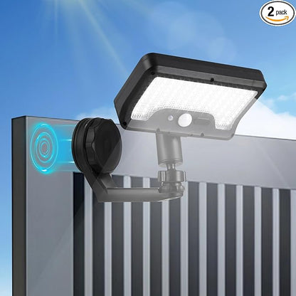 OMISTAR Metal-gipping Outdoor Solar Light, 92 LEDs Motion Sensor Solar Wall Lamp, IP65 Waterproof Balcony Patio Security Light, Adjustable Wall-Mount Fence RV Lighting