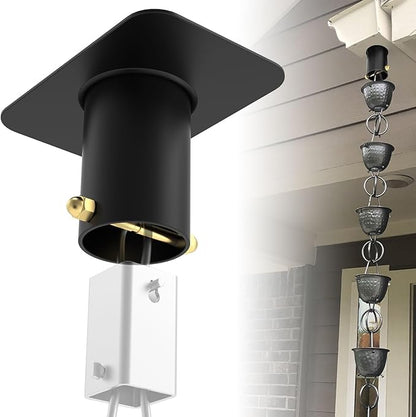 ForoGore 2 Pack Rain Chain Gutter Adapter Black Metal Rain Chain Adapter with Bolt Rain Chain Installation for Rain Chain Outside Gutters Downspout