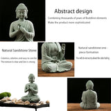 CrazySavage Mini Buda Meditating Buddah Statue-Natural Sandstone Stone -Handmade for Zen Garden Fish Aquarium Tank Yoga Bonsai Micro Landscape Spiritual Fengshui Praying Shui Chakra Decor (Blessing)