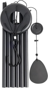 Metal WindChimes for Outside, 6 Tubes - 32 Inch Black Windchime, Weatherproof & Rustproof Outdoor Wind Chimes, Garden, Patio, Porch - Soothing Decorative Wind Chime, Unique Gift Idea