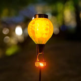 Solar Garden Lights Outdoor with Hot Air Balloon, Stake Garden Lights Solar Waterproof Flickering Lantern Lawn Pathway Patio Decor（Blue）