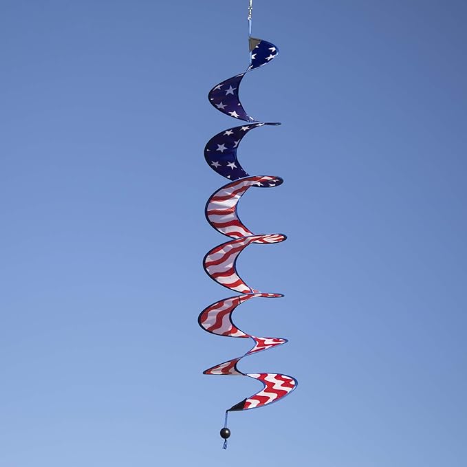 In the Breeze 5175 24" Stars and Stripes Curlie Spinner-Outdoor Hanging Decoration