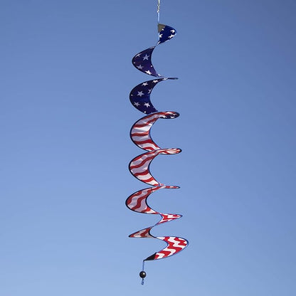 In the Breeze 5175 24" Stars and Stripes Curlie Spinner-Outdoor Hanging Decoration