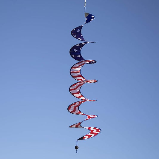 In the Breeze 5175 24" Stars and Stripes Curlie Spinner-Outdoor Hanging Decoration