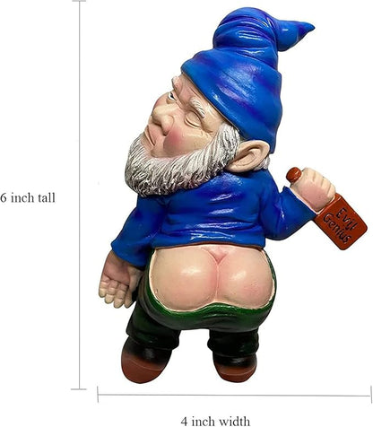 MINICAR Gnome Statue, Funny Outdoor Garden Yard Lawn Sculpture Decoration Home Decor Naughty Gifts, 6 Inch Length
