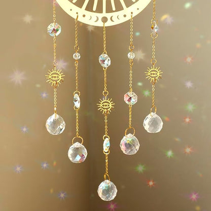 Artilady Evil Eye Garden Suncatcher - Large Prisms Crystal Ball Wind Chimes for Outside Sun Catcher Indoor Window Boho Witchy Room Home Bedroom Decor Christmas Housewarming Gift for Her