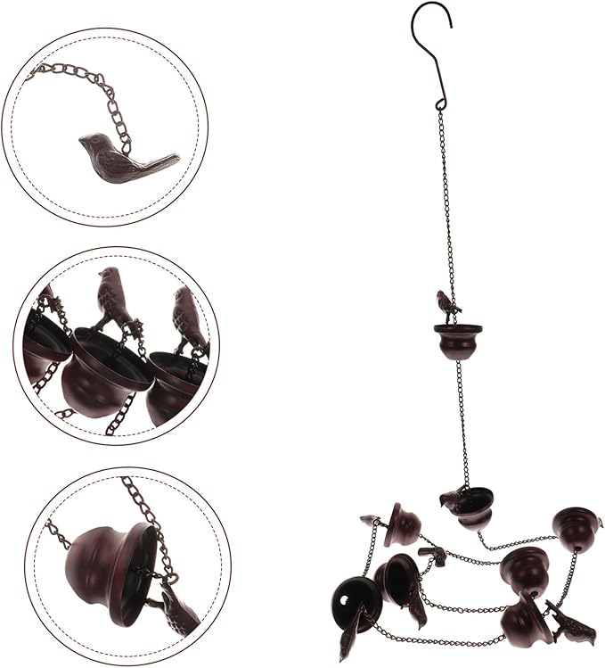 Decorative Metal Rain Chain for Gutters Drainage Elegant Cups Outdoor Garden Decor Resistant Design for Rainwater Diverter