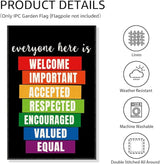 Everyone Here Is Welcome Garden Flag, Funny LGBTQ Pride Ally Flags for Outside, Inclusion And Equality Yard Sign, Be Kind Human Equality Flag, Protest And Resist Yard Décor