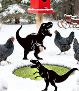 Large 14.56" Metal Garden Decor, 2 Pack Weather-Proof Dinosaur Statue, Dino Silhouette Garden Sculptures & Statues Stakes for Outdoor Lawn, Patio, Flower Beds, Ideal Gardening & Country Gifts
