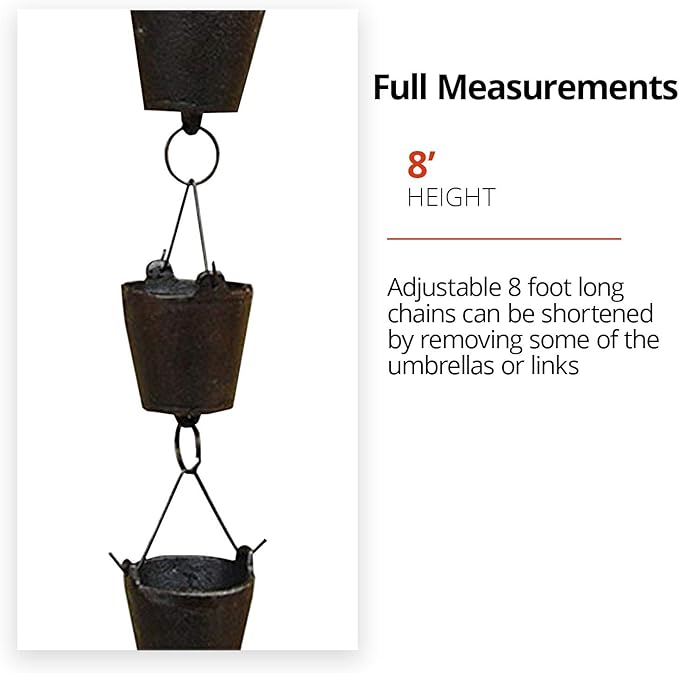 NACH js-RNC009 Bucket Cast Iron Rain Chain, 96"