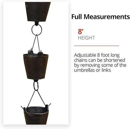 NACH js-RNC009 Bucket Cast Iron Rain Chain, 96"