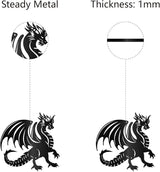CREATCABIN Metal Dragon Wall Decor Black Iron Wall Hanging Western Fairytale Fly Dragon Animal Sculpture Wall Artwork Sign Ornament for Living Room Office Garden Balcony Decoration 11.8 x 11.8 Inch