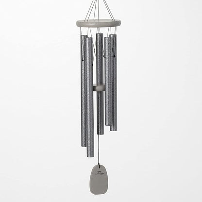 Woodstock Chimes Signature Collection, Chimes of Bali, 25'', Silver World Music Wind Chimes for Outdoor, Patio, Home or Garden Decor (BWAS)