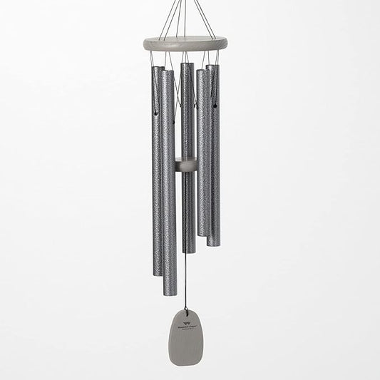Woodstock Chimes Signature Collection, Chimes of Bali, 25'', Silver World Music Wind Chimes for Outdoor, Patio, Home or Garden Decor (BWAS)