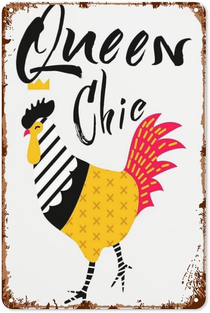 patio wall decor Queens Chic metal signs School Vintage Signs for Home,Cafe,Yard,Bathroom,Happy,Funny,and Inspirational Life Quotes 8X12inch
