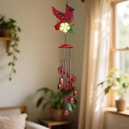 HONGLAND Wind Chimes for Outside,34" Hanging Metal Cardinal Windchimes Outdoor,Unique Memorial Wind Chimes for Mom/Grandma,Home Decorative Ornaments for Garden, Patio, Yard Decor