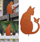 Sitting Cat Garden Statue Rustic Iron Outdoor Ornament for Yard or Patio Decoration(Sitting cat)