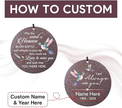 Sympathy Wind Chimes, 36inch Personalized Hummingbird Wind Chime, Memorial Gifts for Loss of Loved One, Wind Chimes in Loving Memory of Dad/Mom (Produced in USA)