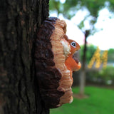 Squirrel Wall Sculpture, Resin Squirrel Statues Tree Stump Statue for Outdoor & Garden Decoration, Year-Round Tree Ornament