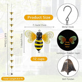8.4 FT Rain Chains for Outside, Decorative Glow Bee Rain Chain with 12 Cups, Metal Adjustable Rain Catcher Chain, Replacement Downspout for Gutters