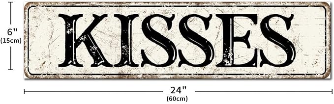 Madcolitote Vintage Kisses Wood Sign Kisses Street Signs Customized Rustic Wooden Wall Art Farmhouse Wall Decor Kitchen Wall Hanging Signs Wall Sign Home Decor Housewarming Gift 6x24in