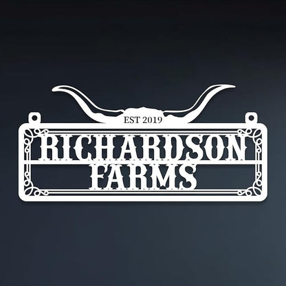 Personalized Metal Farm Sign, Customized Family Name Ranch Sign, Large Last Name Sign for Farmhouse Decoration, Outdoor Farm Wall Art, Welcome Sign, Entrance Gate Sign, Farm Lovers Gift, Garden Decor