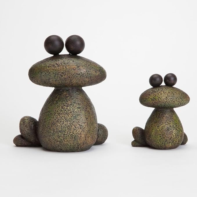Bits and Pieces - Two Frogs Garden Sculptures for Lawn or Patio - Waterproof Garden Decor Set - Frog Statues Minimalistic Design