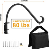 Foozet Swivel Plant Hanger for Hanging Plant, Plant Hanging Holder,Heavy Duty Black Iron Plant Hanger Brackets for Hanging Planters and Flowers Baskets Planter Outdoor (2 Pcs-16 Inches)