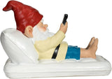 Relaxing Pool Gnome with Smartphone - 5.6" Heavy Resin Garden Statue - Weather-Resistant Funny Lawn Ornament - Summer Patio Decor - Unique Housewarming Gift