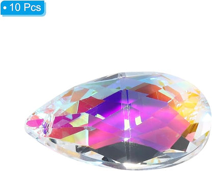 PATIKIL K9 Crystal Pendants Teardrop Beads, 10 Pack 38mm Prisms DIY Electroplating Purple