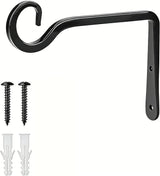 Metal Outdoor Hanging Brackets, 6 Pack 6 Inch-Ideal as Plant Hooks for Wall Use, Versatile for Hanging Bird Feeders, Lanterns, Wind Chimes. Includes Mounting Hardware, Durable Metal for Outdoor Decor.