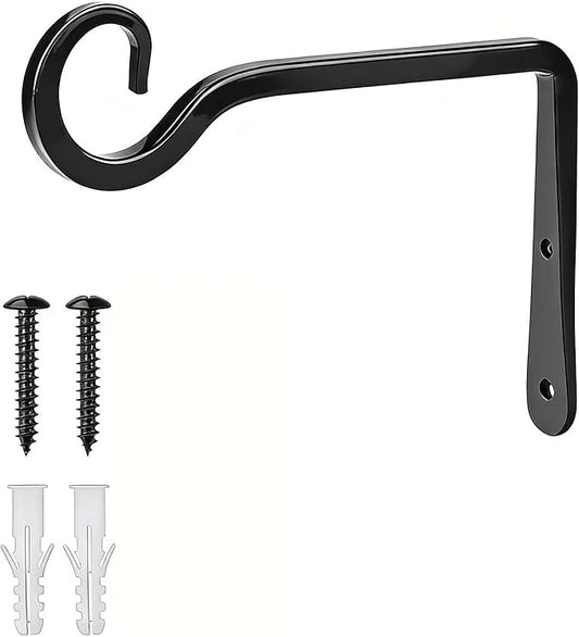 Metal Outdoor Hanging Brackets, 6 Pack 6 Inch-Ideal as Plant Hooks for Wall Use, Versatile for Hanging Bird Feeders, Lanterns, Wind Chimes. Includes Mounting Hardware, Durable Metal for Outdoor Decor.