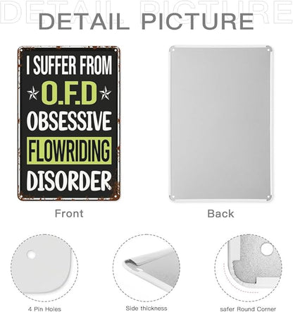 Vintage Metal Tin Sign Obsessive Love Flowriding Flowboarding for Home,Patio,Yard,Kitchen & More 8x12 Inches Retro Funny Quote Wall Decor for Indoor & Outdoor Use
