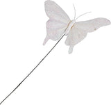 Cartanfill- Feather Fake Butterfly Balcony Decoration, Wedding Home Flower Pot Christmas Valentine's Day Fairy Garden Fairy Garden Supplies, White, 12pcs Wire