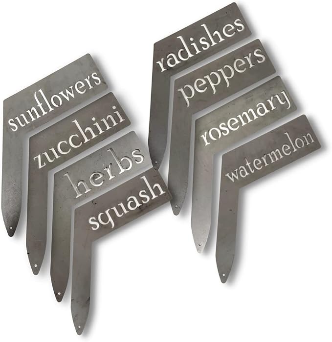 Planter Size Small Metal Garden Plant Vegetable Flower or Herb Markers 13.5 Inches Tall (lemon, Raw, Unfinished Steel)