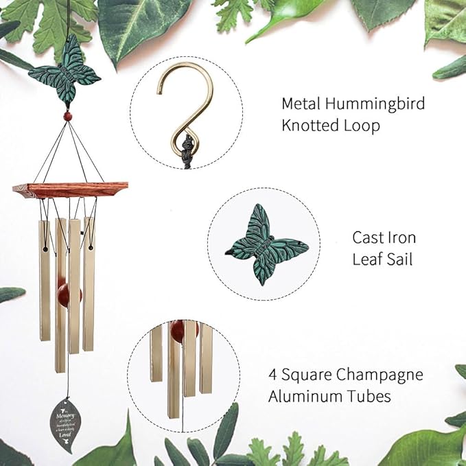 ASTARIN Memorial Custom Wind Chimes for Loss of Loved One, Wind Chimes for Patio Yard Decor, 24'' (Condolences-3)