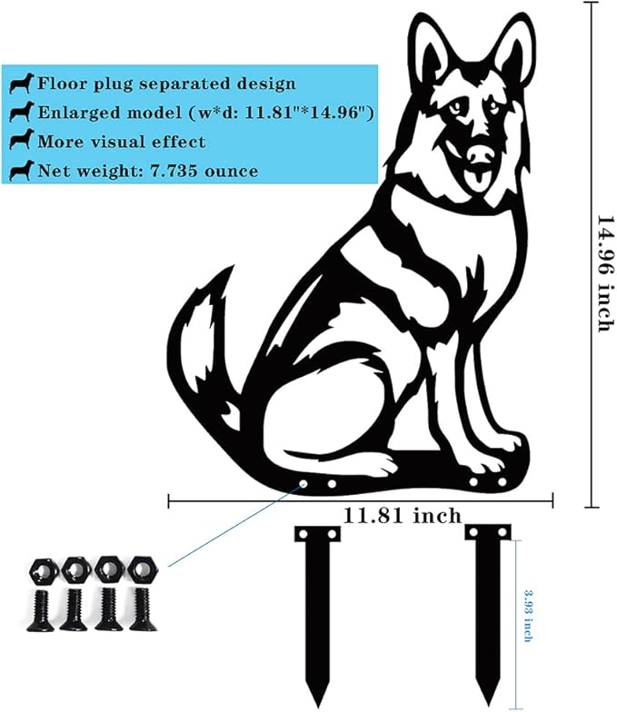 Metal Dog Garden Statue, Outdoor Yard Art Dog Silhouette Decoration Black Garden Stake for Yard Garden Lawn