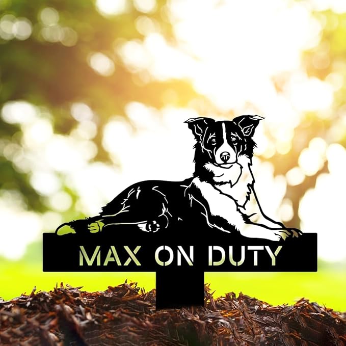 Custom Border Collie Metal Yard Stake, Dog On Duty, Dog Name Sign, Border Collie Garden Decor,Border Collie Metal Garden Sign, Dog Lover Gift,Border Collie Stake,Border Collie Lawn Sign.
