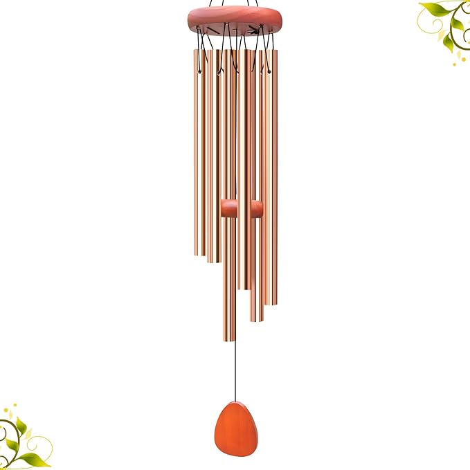 Wind Chimes for Outside, Soothing Melodic Memorial Sympathy Wind Chime, Suitable Outdoor Garden Decor, Gift for Mom Women Neighbors (Light Gold Wind Chimes-26in)