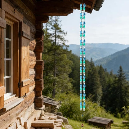 dreamysoul Rain Chains for Outside, 7.87FT Adjustable Blue Glass Rain Chain, Fish Shpe Decorative Rain Catcher Chains for Gutters, Downspout, Eaves, Drainage