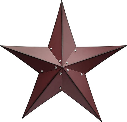 VIVICOMFY 24" Rustic Metal Barn Star Wall Decor-Handmade Red Barn Stars Indoor or Outdoor Decoration,Star for Outside Texas Stars Art Vintage Western Country Home Farmhouse Wall art Décor